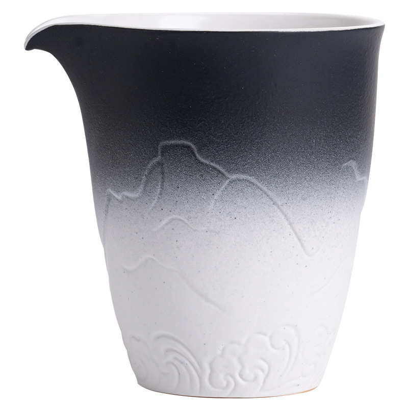 Cốc công tắc Shanhai View Gradient Cốc công cộng chạm nổi thủ công bằng gốm thô Cốc trà biển Kung Fu Bộ trà chia tách tách trà cốc đều