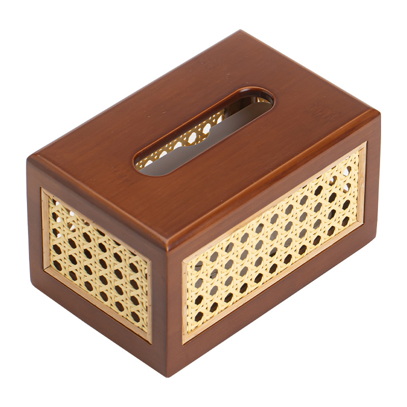 Hộp giấy rút mây giá trị cao hộp giấy rút khăn giấy đựng bàn cà phê phòng khách phòng ngủ gia dụng hộp khăn giấy đan mây giả tre kiểu Nhật