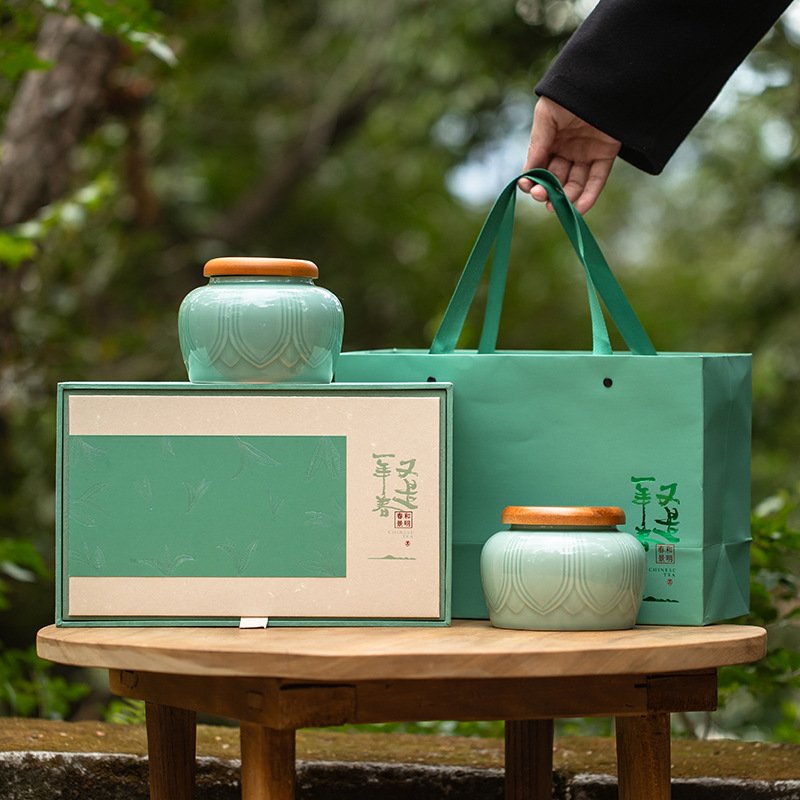 Hộp đựng trà flannel Trung Quốc hộp quà rỗng hộp quà gốm sứ tinh tế hộp quà hộp rỗng trà xanh Long Tỉnh thông dụng