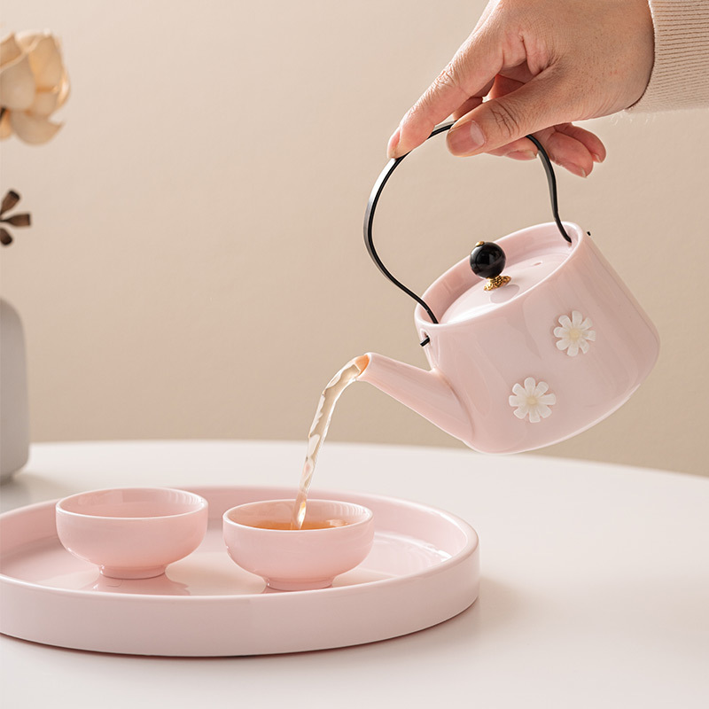 Ấm trà gốm sứ dụng cụ trà chiều dùng trong gia đình ấm trà hoa trà Có lọc trà Kung Fu ấm trà
