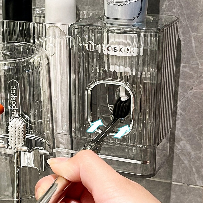 Giá để bàn chải đánh răng và kem đánh răng sang trọng không cần đục lỗ treo tường nhà vệ sinh bàn chải đánh răng cốc đựng răng điện