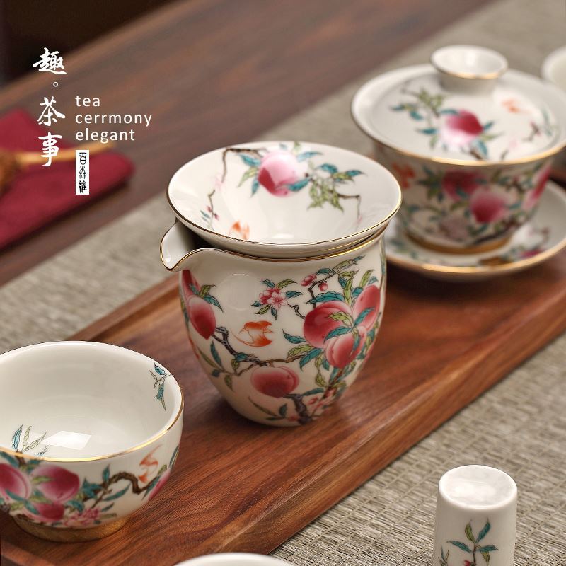 Bộ ấm chén sứ Suyuan trang trí men, dùng cho phòng khách, sử dụng tại nhà, phong cách sang trọng nhẹ nhàng, bộ ấm chén Kung Fu cao cấp