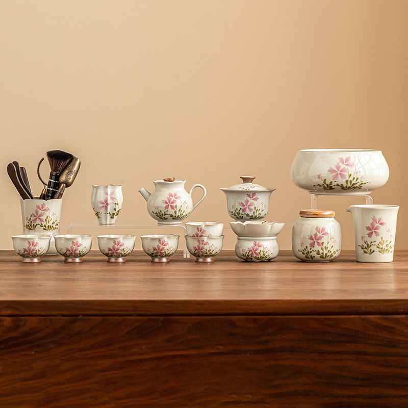 Bộ ấm trà hoa cúc nhỏ vẽ tay Bộ ấm trà chén trà chén gốm sứ văn phòng gia dụng Bộ trà Kung Fu chuyên dùng để pha trà
