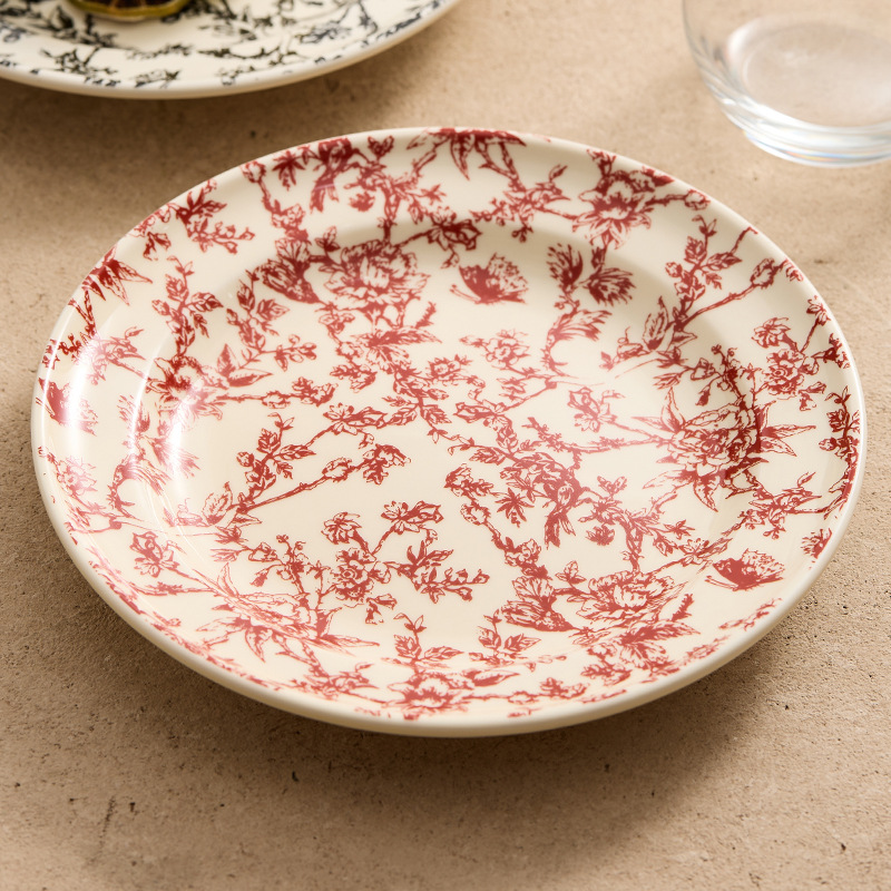 Đĩa tráng miệng bằng gốm sứ thời trung cổ Đĩa món tráng miệng Đĩa món ăn gia dụng Bộ đồ ăn cao cấp Đĩa món ăn Đĩa món ăn nguội Đĩa hình tròn