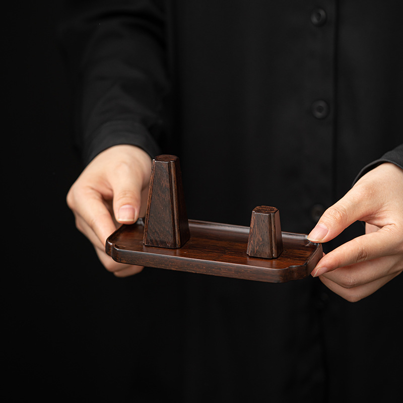 Giá để ấm gỗ mun, nắp gỗ nguyên khối, nắp ấm từ, giá ấm trà, phụ kiện ấm trà tử sa, đồ trang trí phụ kiện trà đạo