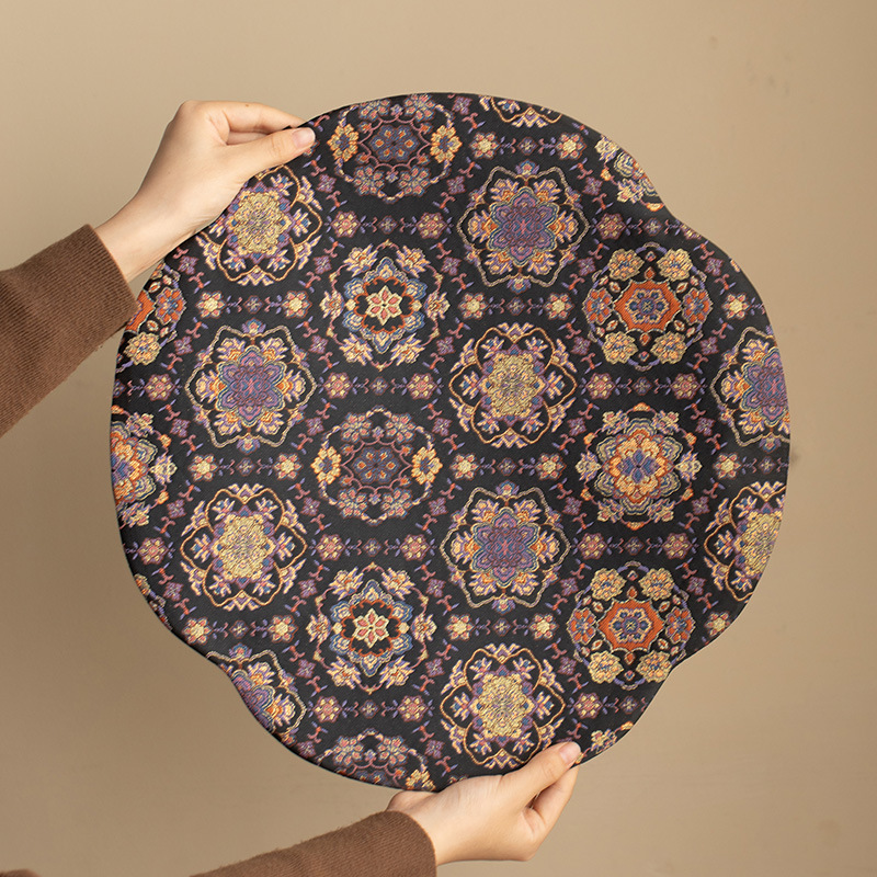 Phong cách Trung Quốc hoa vàng bạc trà thảm sáng tạo thổ cẩm thêu bong bóng khô thảm bàn thảm khăn trải bàn trà thảm kết hợp