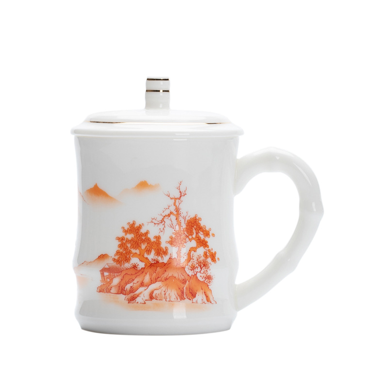 Cốc pha trà sứ trắng ngọc cừu cốc cao cấp chuyên dụng cá nhân cốc nước gốm sứ cốc văn phòng bộ trà quà tặng