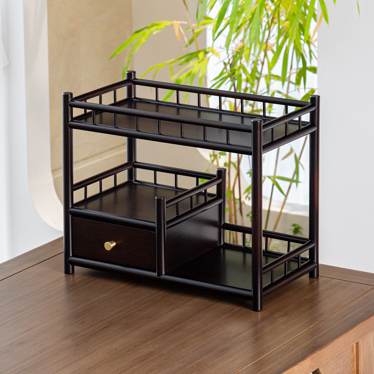 Bán buôn giá đựng cốc trà bằng tre, Giá đựng hộp lưu trữ, giá đựng trà, Giá trưng bày, Giá đựng ấm trà Duobaoge