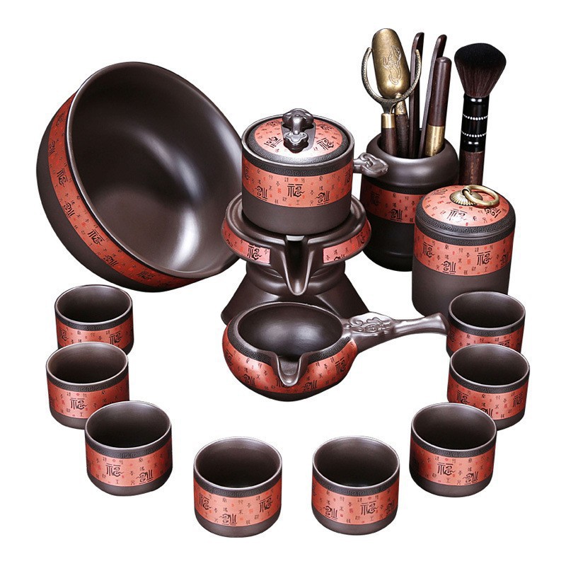 Bộ ấm trà tự động lười dụng cụ pha trà gốm sứ kiểu Trung Quốc phục vụ khách văn phòng cao cấp gia dụng