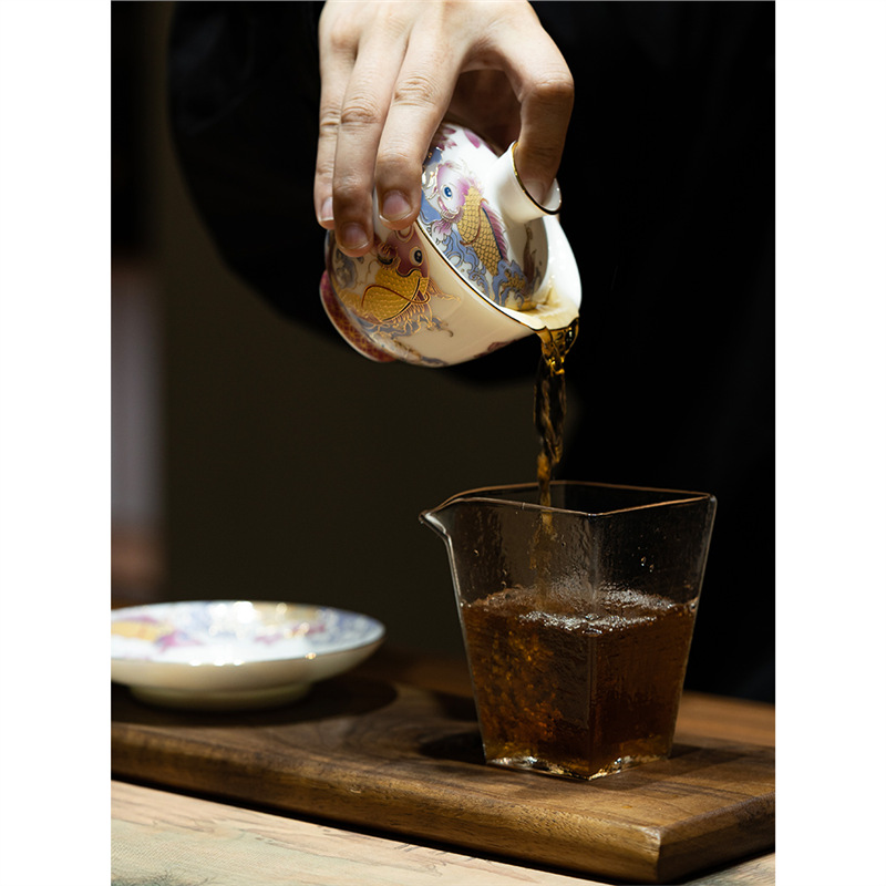 Cốc trà gốm sứ Dehua bát trà cá rồng bát trà lớn văn phòng một bát ba tài năng mỡ cừu ngọc trắng sứ lưu niệm