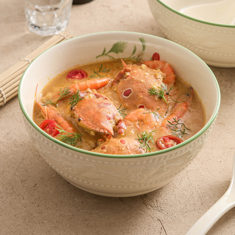 Yogurt chạm nổi dâu tây bát lớn bát mì ăn liền gia dụng bát canh gốm sứ sáng tạo bát mì bát bộ đồ ăn khách sạn đĩa canh bát đẹp