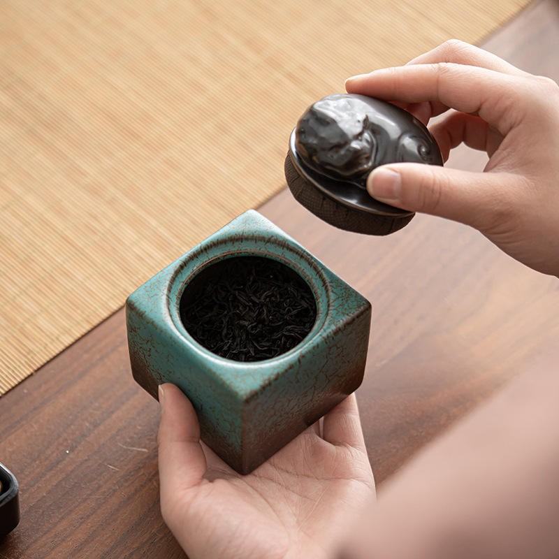 Bình trà Chunlan Pixiu Bình trà gốm sứ gia dụng cổ điển Bình nhỏ kín hộp trà xanh mini