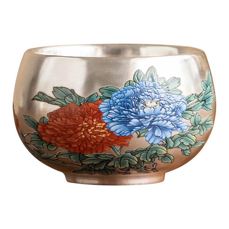 Cốc chủ nhân mạ bạc 999, cốc trà cao cấp sang trọng nhẹ, cốc thiền thiên hương quốc sắc, bộ trà gốm sứ, cốc đặc biệt uống trà