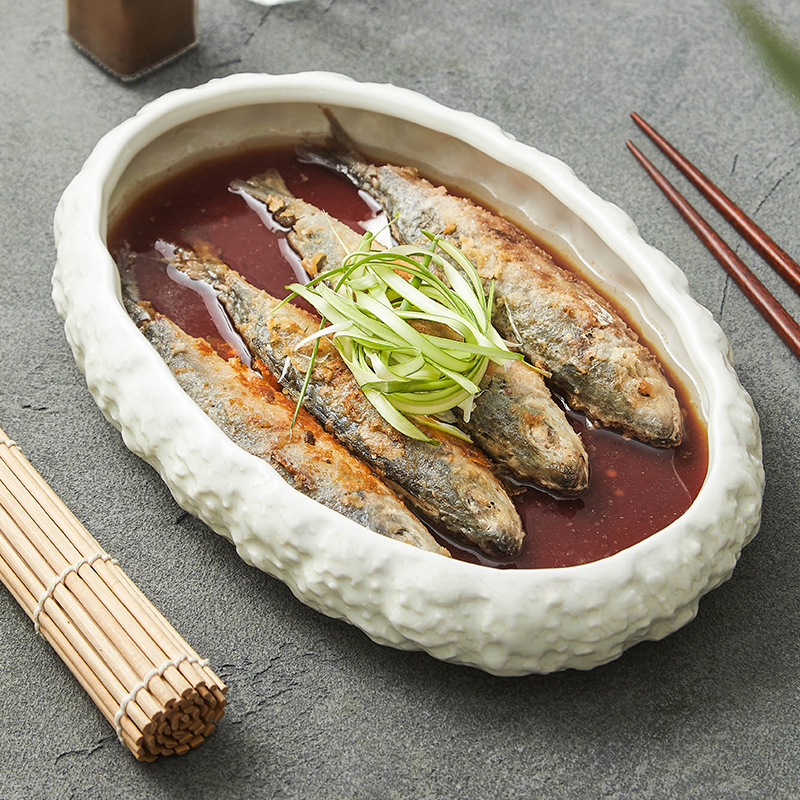 Đĩa canh gốm sứ màu be lò nung đĩa món ăn đĩa gia dụng bộ đồ ăn khách sạn cao cấp đĩa ăn sáng tạo đĩa bát canh hình Dan