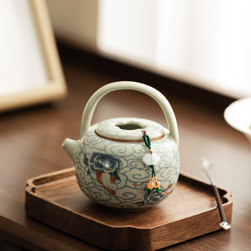 Ấm nâng xà may mắn điềm lành, ấm trà gốm sứ, ấm lọc, ấm đơn pha trà gia dụng, dụng cụ pha trà