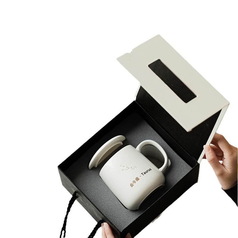 Cốc tinh tế sang trọng nhẹ, cốc sứ sáng tạo chòm sao, quà tặng hộp quà sứ trắng, cốc kèm quà tặng