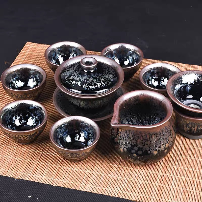 Zhu Junyu, Bộ hộp quà mười hai mảnh, Bộ trà Gà gô nhỏ giọt dầu thỏ, gốm sứ sắt, di sản văn hóa phi vật thể bậc thầy