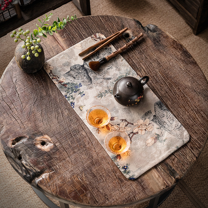 Bàn trà sợi mây thơm cao cấp Da'antang bàn trà Ý kiểu Trung Quốc mới cờ bàn trà chống thấm nước Tấm trải bàn pha khô vải Trung Quốc