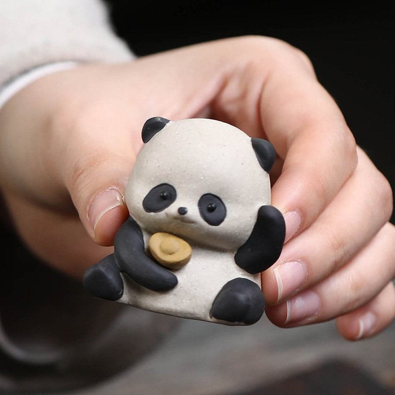 Đồ trang trí thú cưng trà gấu trúc tử sa trang trí bàn trà đáng yêu Phụ Kiện Bộ trà sáng tạo đồ trang trí bàn làm việc