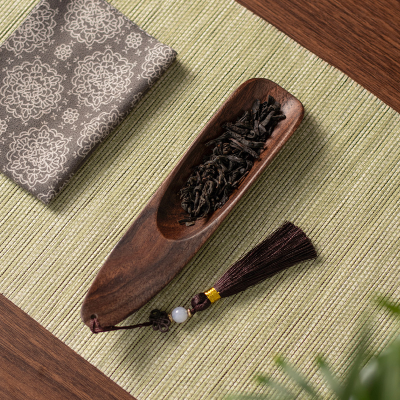 Phụ kiện bộ trà thìa trà mặt dây chuyền gỗ đàn hương đen bộ trà thìa trà thìa trà thìa trà bộ đồ trang trí trà đạo đơn giản gia dụng