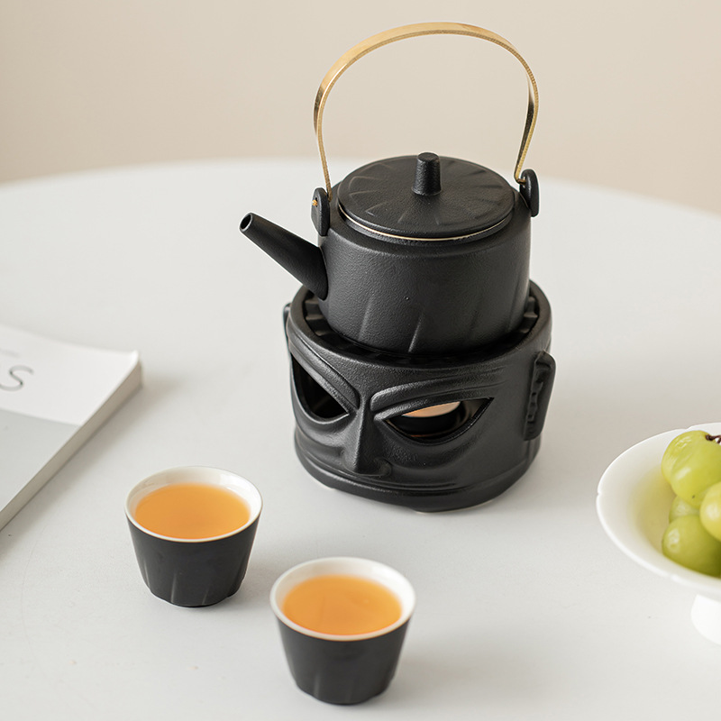 Gốm đen Sanxingdui ấm bếp trà bộ nến sưởi ấm cơ sở cắm trại ngoài trời bếp pha trà ấm