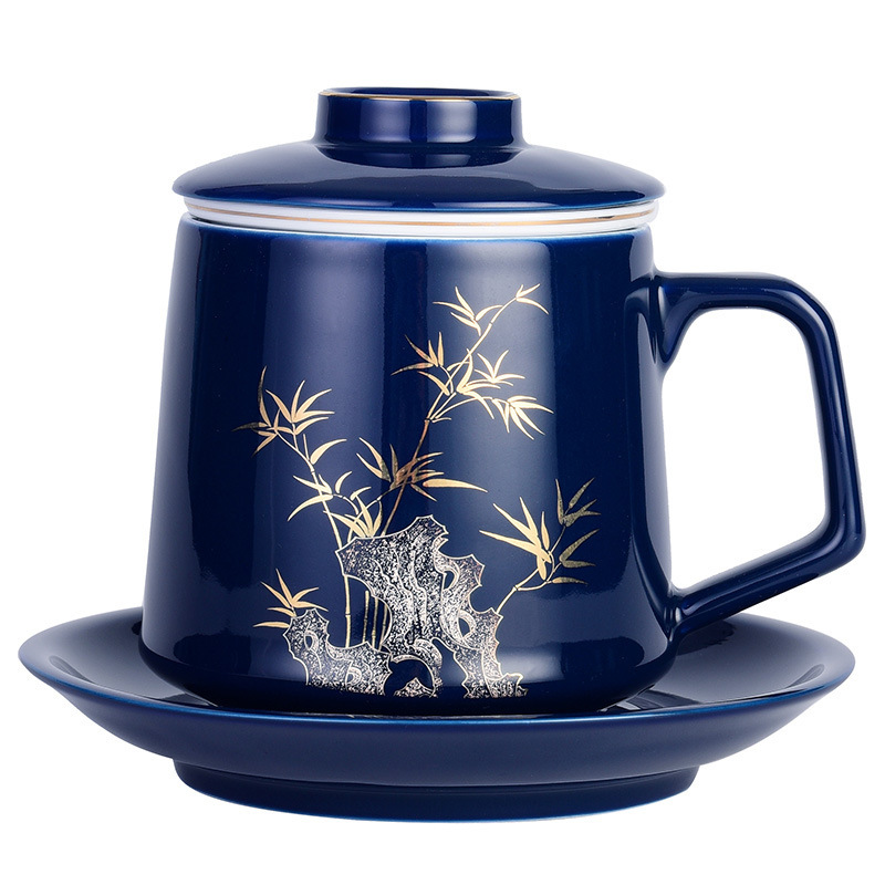 Cốc lọc dung tích lớn có nắp cốc trà cốc pha trà tách trà gốm cốc nước văn phòng bán buôn quà tặng