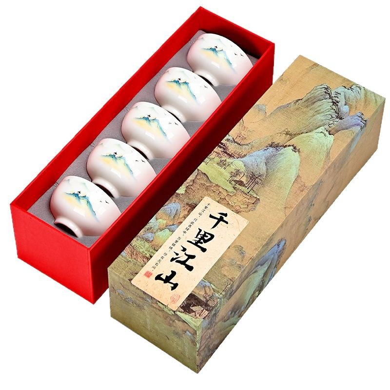 Bộ ấm chén trà Kung Fu sứ trắng, chén hình nón sứ giả ngọc, dùng trong nhà, chén nhỏ dùng để ngâm trà.