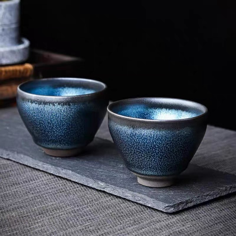 Tách cầm tay Jianyang Jian Kiln Blue Kirin, tách Jian Zhan miệng nhỏ, tách đơn, tách thợ, bán buôn, gốm sứ, màu men dưới lớp, thủ công