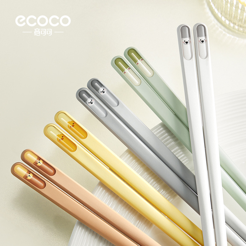 Đũa hoạt hình dễ thương, đũa màu dòng chảy cao cấp gia dụng, đũa hợp kim chống trượt, chống nấm mốc và chịu nhiệt độ cao, bộ đũa một người