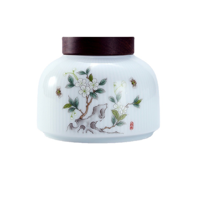 Hũ đựng trà hũ đựng trà gốm sứ gia dụng hũ kín chống ẩm hũ sứ trắng vừa hũ đựng trà hũ rỗng