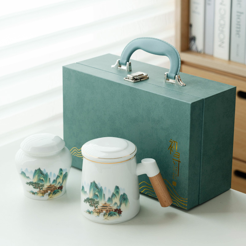 Cốc sứ ngọc bích mỡ cừu, tách trà họp văn phòng, bộ ấm trà cho người lớn tuổi, quà tân hôn, quà lưu niệm