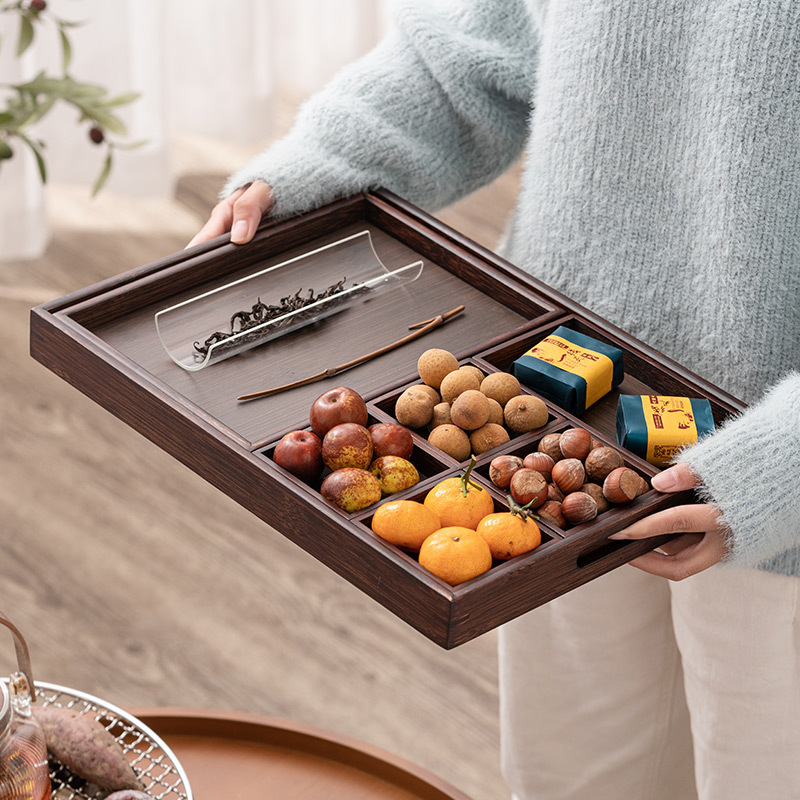 Đĩa giải khát Đĩa trái cây Bàn cà phê phòng khách gia dụng Đĩa trái cây khô Đĩa đồ ăn vặt kẹo có ngăn cách Đĩa đựng trà Khay đựng đồ