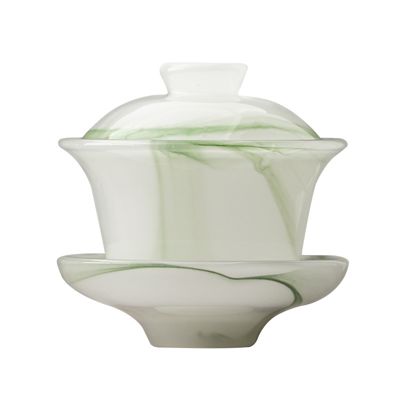 Bát có nắp tam tài thủy tinh cổ pháp bát pha trà không nóng tay kiểu Trung Quốc cốc trà cỡ lớn gia dụng bộ trà Kung Fu bát trà đơn