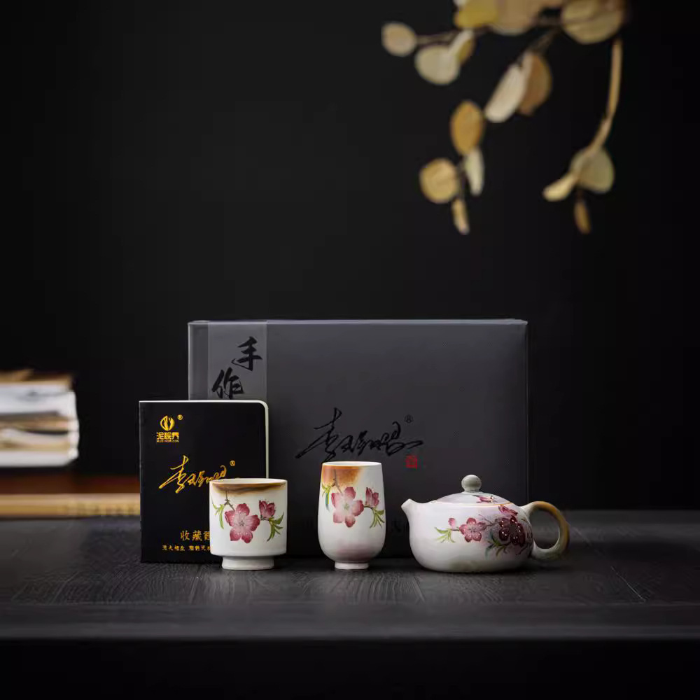 Li Huiyi bột chai vẽ tay Gió Xuân Mười Dặm gia dụng nổi tiếng trên mạng Ru sứ mở mảnh có thể nâng cao Bộ trà Kung Fu Bộ hộp quà