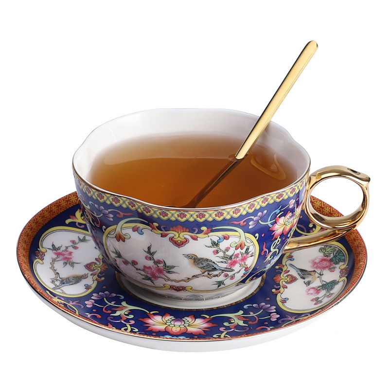 Bộ tách cà phê men cao cấp, bộ tách trà chiều nghệ thuật latte gốm sứ cao cấp tinh xảo dành cho phụ nữ xinh đẹp