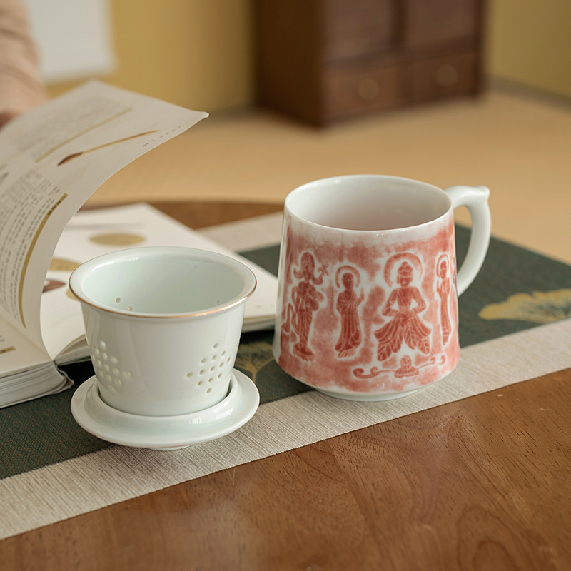 Cốc văn phòng cọ xát Yunku Vientiane ấm trà đơn gốm sứ bộ ba mảnh chống bỏng bộ đồ trà cốc cổ điển bán buôn