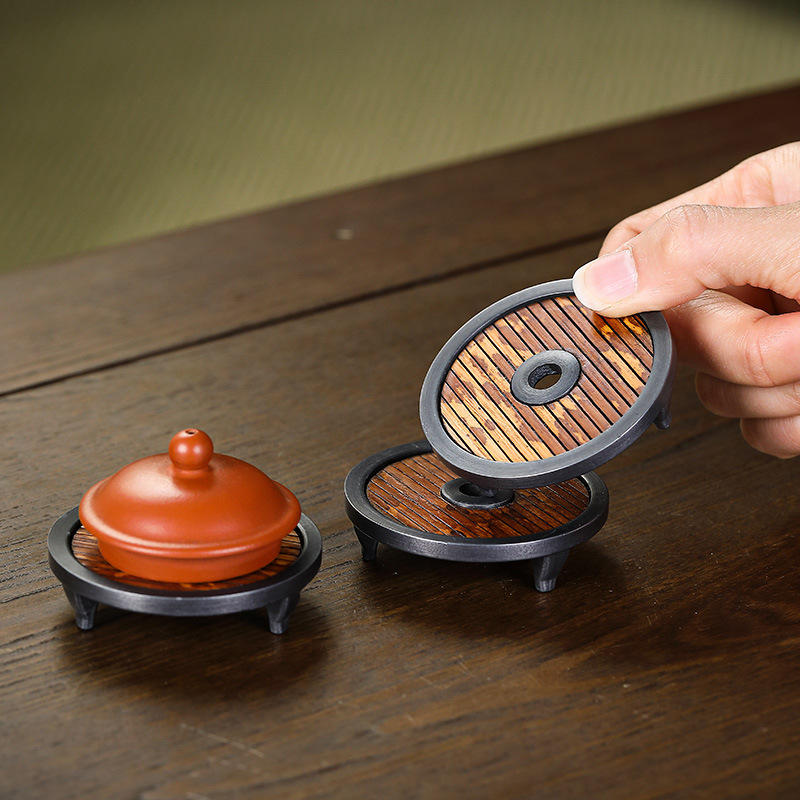 Mai Phi tre thiếc nắp ấm trà nắp ấm tử sa khung Nắp trà đạo Retro Thiền phụ kiện Trà Công Phu