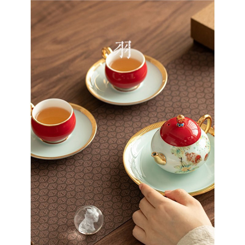 Ấm trà Fortune Dangtou Bộ ấm trà Kung Fu một ấm hai chén gia dụng cao cấp Trung thu Ngày nhà giáo quà tặng bán buôn