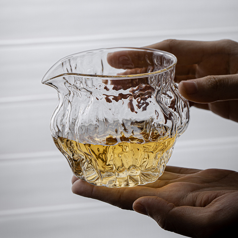 Bán buôn cốc thủy tinh hoa văn quả óc chó cốc công cộng chịu nhiệt dày kiểu Nhật dụng cụ pha trà Kung Fu tách trà Biển Trà
