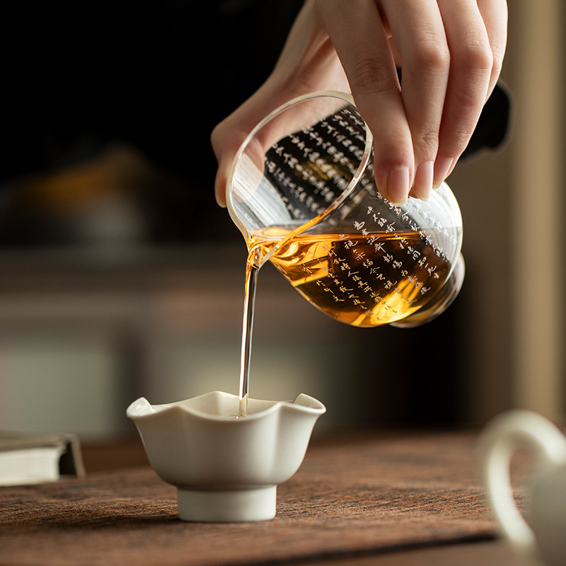 Cốc thủy tinh chịu nhiệt kinh tim borosilicat, dụng cụ chia trà sáng tạo gia dụng, dụng cụ pha trà Kung Fu trong suốt kiểu Nhật, biển trà