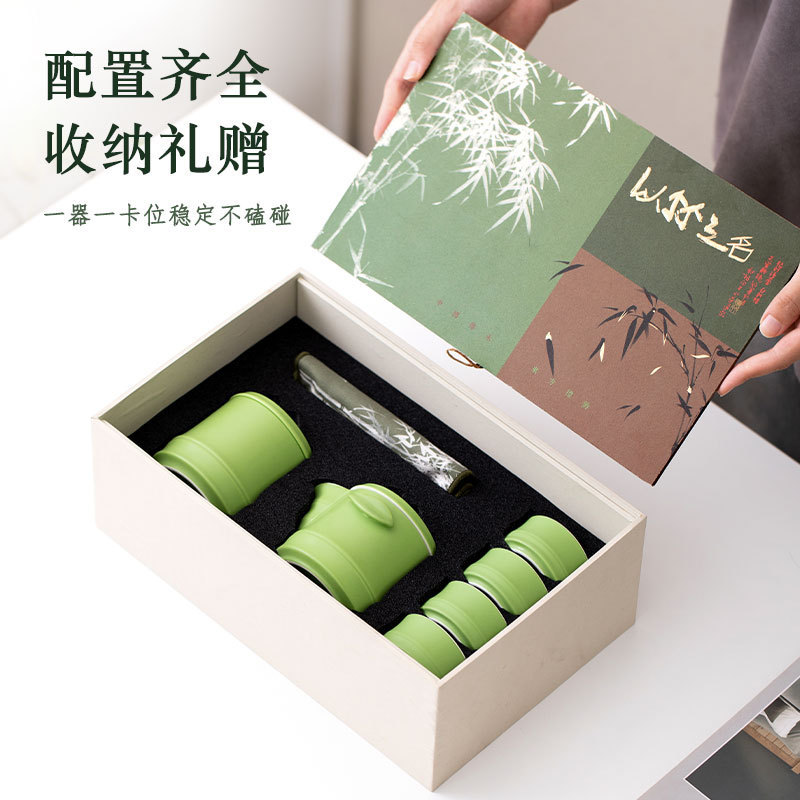Lễ hội thuyền rồng Tre xanh gốm sứ cốc khách nhanh một nồi bốn cốc có hộp quà công ty quà lưu niệm doanh nghiệp quà tặng mua trường học