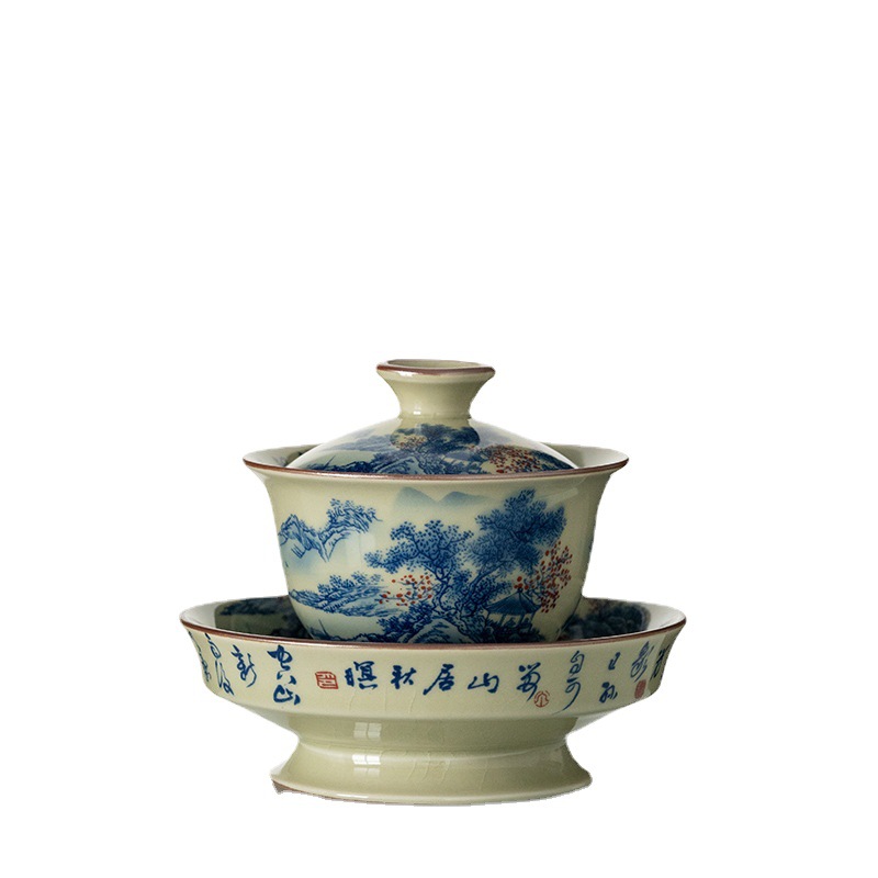 Lao Taoni General Sancai Bát trà Cốc trà Một bát trà có nắp Bộ trà Cốc pha trà Cốc tay Nhà máy bán buôn