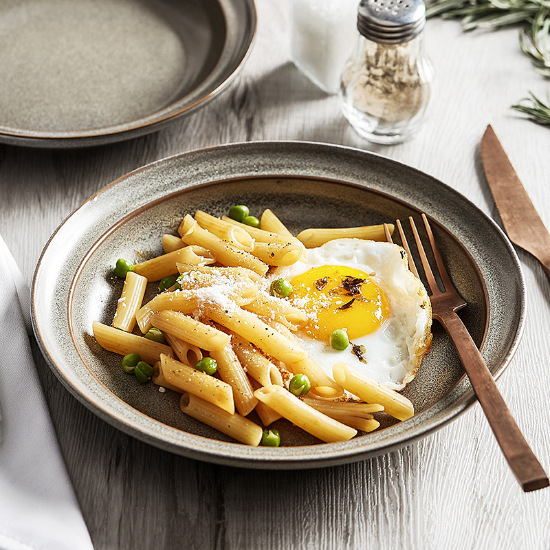 Đĩa mũ rơm màu nâu kiểu Nhật đĩa Miệng nông đĩa đĩa gốm gia dụng đĩa mì Ý đồ ăn phương Tây sáng tạo phong cách Instagram nổi tiếng trên mạng