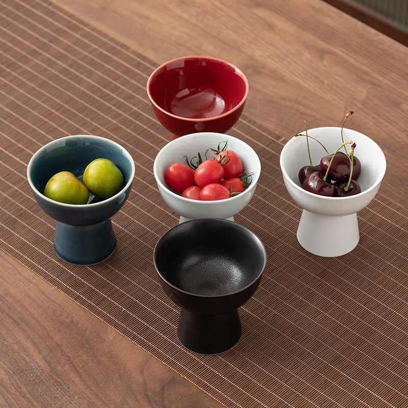 Cốc uống trà chân cao Cỡ Nhỏ kiểu Nhật, đĩa phục vụ trà gốm sứ, đĩa phục vụ bánh ngọt, Đĩa hoa quả khô, đĩa ăn nhẹ, phụ kiện trà đạo