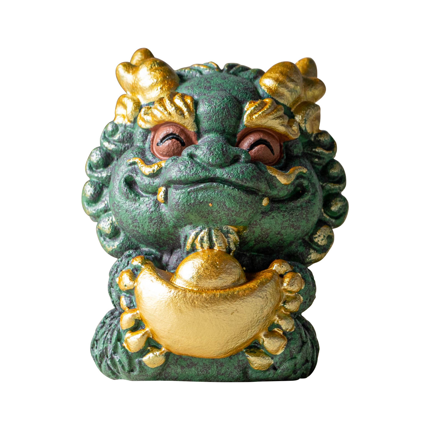 Đồ trang trí nhỏ sáng tạo theo phong cách Trung Quốc để trang trí máy tính để bàn trong phòng khách, linh vật giàu có kỳ lân bằng đá sa thạch xanh.