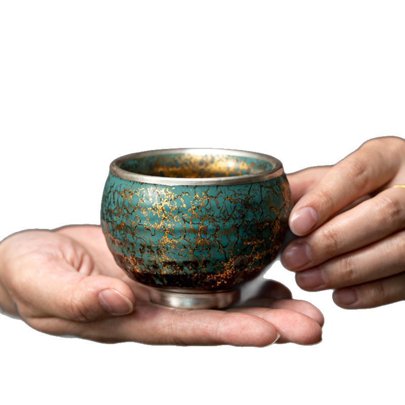 Cốc chủ tịch tự sử dụng cao cấp làm bằng tay, cốc mạ bạc quà tặng gia dụng, cốc uống trà cỡ lớn đáy