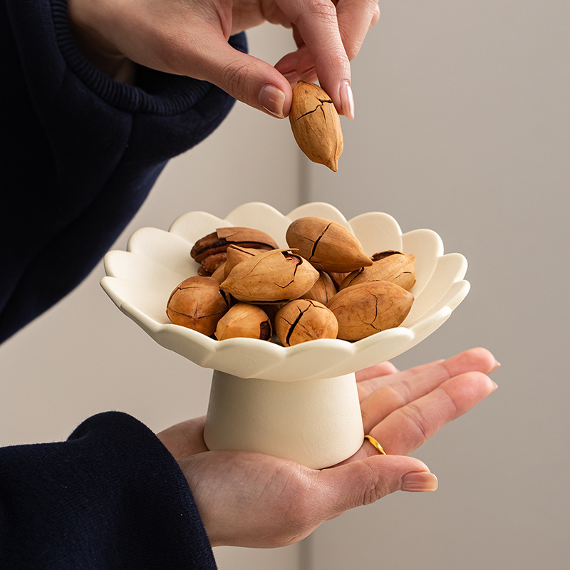 Đĩa trái cây kiểu kem, đĩa ăn nhẹ trà gốm cao cấp, tinh tế và sang trọng, đĩa ăn nhẹ trà chiều, tinh tế