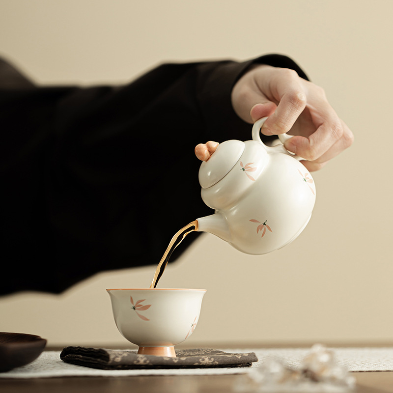 Ấm pha trà bộ trà Kung Fu gốm sứ phong cách Trung Quốc gia dụng ấm pha trà có lọc chuyên dụng cá nhân