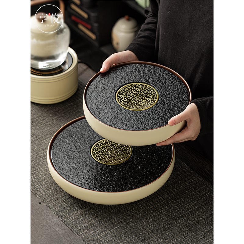 Khay để bàn ủ khô kiểu mới kiểu Trung Quốc khay để ráo nước màu trơn khay ujin khay đựng trà loại nhỏ hiện đại sang trọng dụng cụ pha trà gia dụng