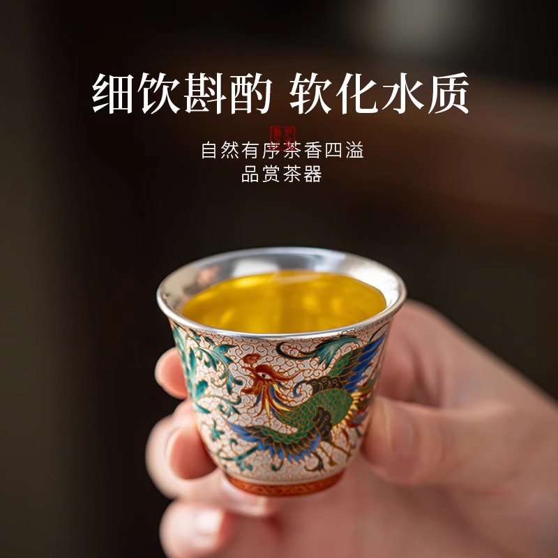 Bộ ấm trà Kung Fu mạ bạc cao cấp cho người lớn tuổi quà lưu niệm ngày lễ